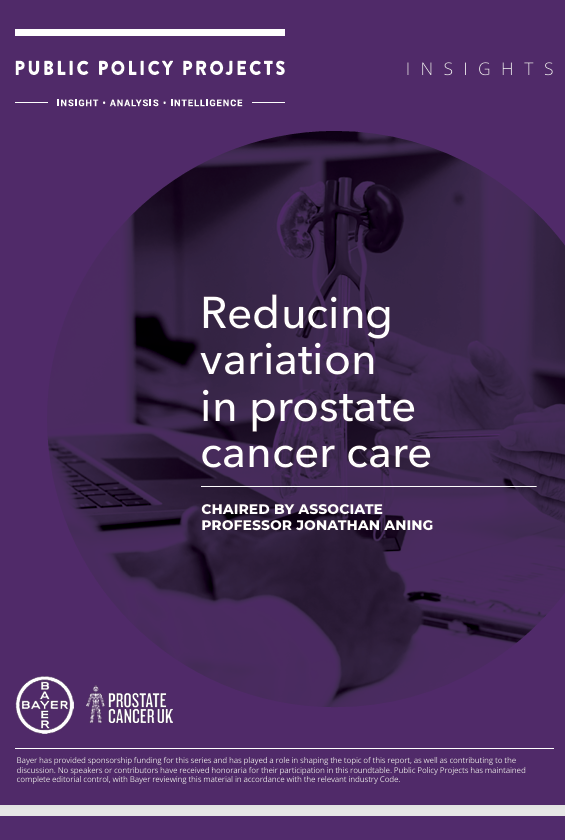 The front cover of the 'Reducing variation in prostate cancer care' report